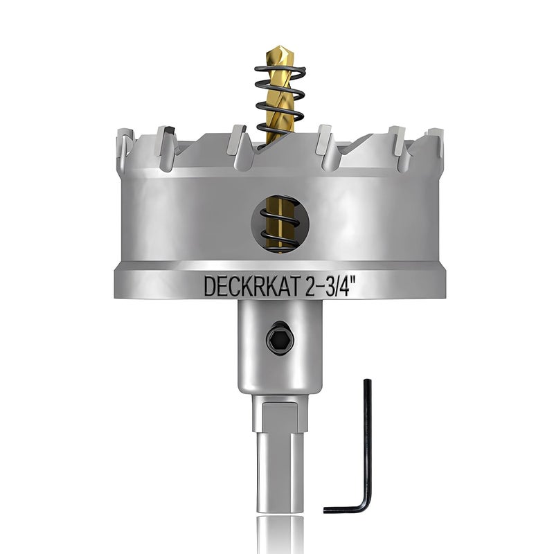 DECKRKAT Store 2-3/4" TCT Hole Saw for Hard Metal, Heavy Duty 70mm Tungsten Carbide Tipped Hole Cutter with Spring Loaded Pilot Drill Bit for Stainless Steel, Metal, Iron, and Plastic. - Image 1